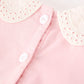 Fall Pink Smocked Girls Dress Peter Pan Collar Long Sleeve Floral Detail