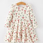 Girls Christmas Bow & Berry Print Twirl Dress
