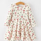 Girls Christmas Bow & Berry Print Twirl Dress