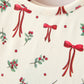 Girls Christmas Bow & Berry Print Twirl Dress