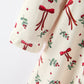 Girls Christmas Bow & Berry Print Twirl Dress