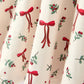 Girls Christmas Bow & Berry Print Twirl Dress