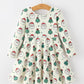 Girls Santa & Christmas Tree Print Twirl Dress