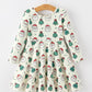 Girls Santa & Christmas Tree Print Twirl Dress