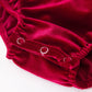 Christmas Velvet Smocked Baby Bubble Romper with Pearl Detail
