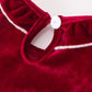 Christmas Velvet Smocked Baby Bubble Romper with Pearl Detail