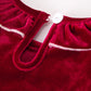 Christmas Velvet Smocked Girls Dress with Pearl Detail