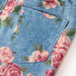 Girls Floral Denim Bell Bottom Pants Rose Print Flare Jeans