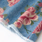 Girls Floral Denim Bell Bottom Pants Rose Print Flare Jeans