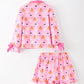 Halloween Pumpkin Ghost Print Girls Pajama Set Long Sleeve Top and Shorts