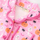 Halloween Pumpkin Ghost Print Girls Pajama Set Long Sleeve Top and Shorts