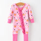Halloween Pumpkin Ghost Print Baby Girl Pajamas Ruffle Zipper Romper