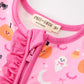Halloween Pumpkin Ghost Print Baby Girl Pajamas Ruffle Zipper Romper