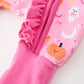 Halloween Pumpkin Ghost Print Baby Girl Pajamas Ruffle Zipper Romper
