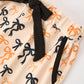 Halloween Bow Print Girls Pajama Set Long Sleeve Top and Shorts