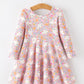 Halloween Ghost Print Girls Twirl Dress Long Sleeve