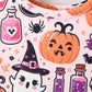 Halloween Pumpkin Ghost Print Girls Twirl Dress Short Sleeve