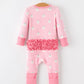 Halloween Ghost Baby Girl Pink Pajamas Ruffle Zipper Romper