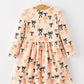 Halloween Bow Print Girls Twirl Dress Long Sleeve with Pockets