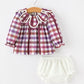 Fall Plaid Petals Collar Girls Bloomer Set