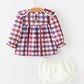 Fall Plaid Petals Collar Girls Bloomer Set