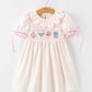 Christmas Smocked Girls Dress Embroidered Holiday Ruffle Collar