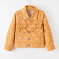 Fall Girls Pumpkin Print Bow Denim Jacket