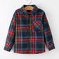 Christmas Boys Red Navy Plaid Button Down Shirt