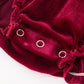 Baby Girls Christmas Burgundy Velvet Plaid Bow Romper