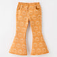 Fall Girls Pumpkin Bow Bell Bottom Pants