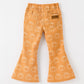 Fall Girls Pumpkin Bow Bell Bottom Pants