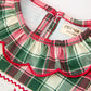 Christmas Girls Plaid Smocked Ruffle Collar Bow Dress