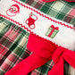 Christmas Girls Plaid Smocked Ruffle Collar Bow Dress