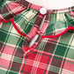 Christmas Girls Plaid Smocked Ruffle Collar Bow Dress