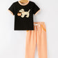 Boys Halloween Dog Pumpkin Outfit Set Plaid Pants