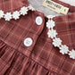 Girls Brown Plaid Lace-Trim Peter Pan Collar Dress