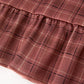 Girls Brown Plaid Lace-Trim Peter Pan Collar Dress