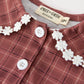 Baby Girls Brown Plaid Floral Lace Collar Romper