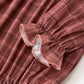 Baby Girls Brown Plaid Floral Lace Collar Romper