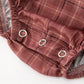 Baby Girls Brown Plaid Floral Lace Collar Romper