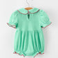 Christmas Girls Green Plaid Smocked Bow Bubble Romper
