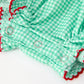 Christmas Girls Green Plaid Smocked Bow Bubble Romper