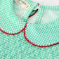 Christmas Girls Green Plaid Smocked Bow Peter Pan Collar Dress
