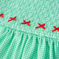 Christmas Girls Green Plaid Smocked Bow Peter Pan Collar Dress