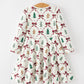Christmas Bow and Gingerbread Print Girls Twirl Dress