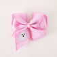 Halloween Girls Pink Ghost Embroidered 6.25" Hair Bow