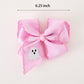 Halloween Girls Pink Ghost Embroidered 6.25" Hair Bow