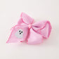 Halloween Girls Pink Ghost Embroidered 6.25" Hair Bow