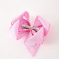 Halloween Girls Pink Ghost Embroidered 6.25" Hair Bow
