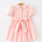 Fall Girls Pink Floral Embroidered Smocked Peter Pan Collar Dress